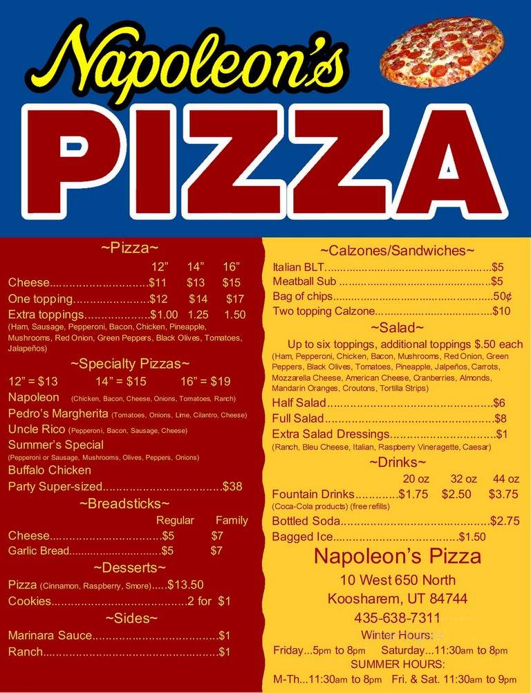 Napoleons Pizza - Koosharem, UT